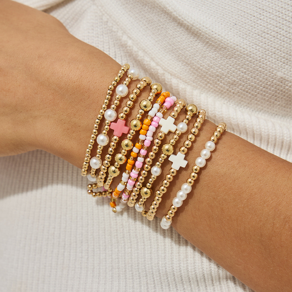 Imitation Pearl Beads Stringed Personality Acrylic Bracelets