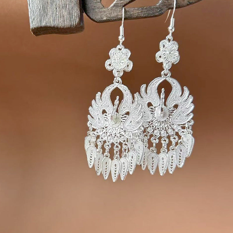 Ethnic Style Peacock Retro Ear Hook Earrings
