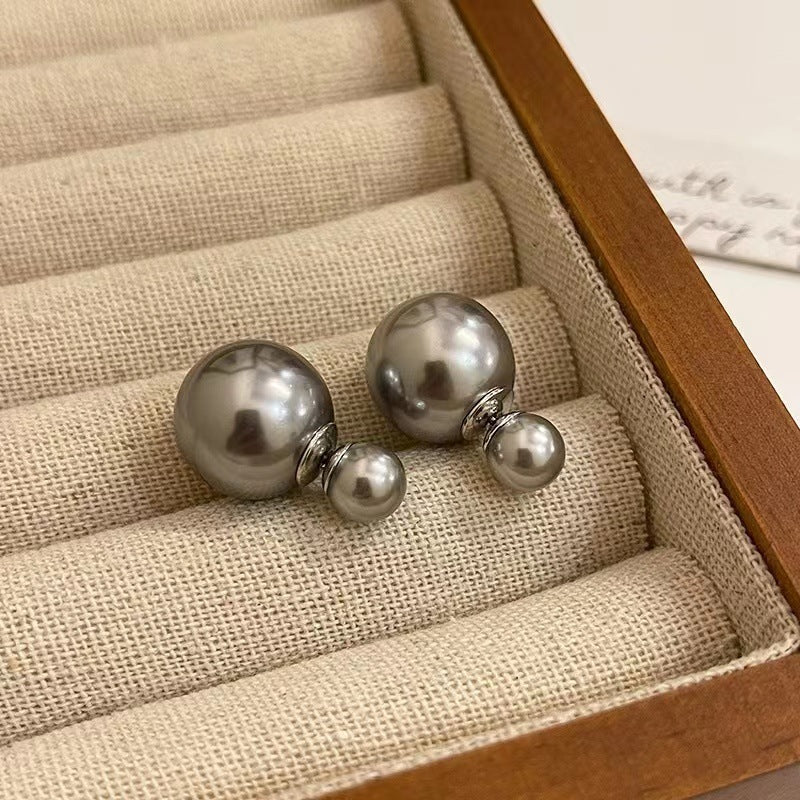 Women's Double-sided Pearl Sier Needle Mild Luxury Retro Niche Earrings