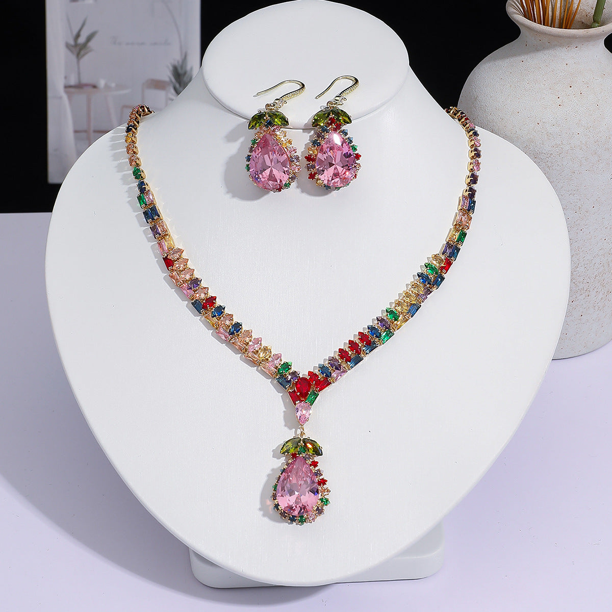 Full Diamond Drop-shaped Temperament The Dinner Party Jewelry Set