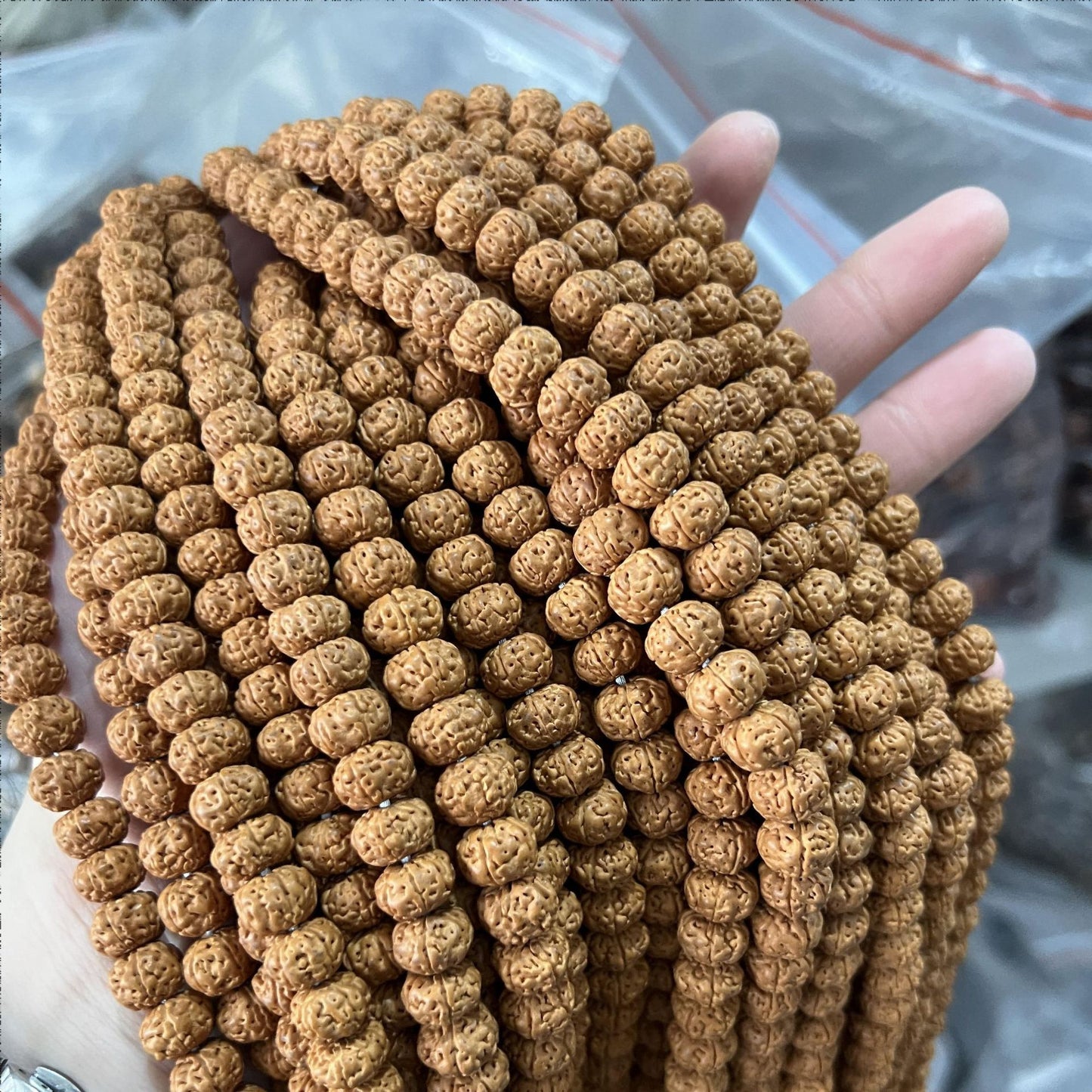 Yellow Leather Corpulent Small Bodhi Meatballs Buddha Beads Bracelet