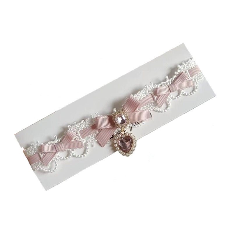 Lace Love Heart Bow Tie Collar Niche Lolita Pure Desire Necklace