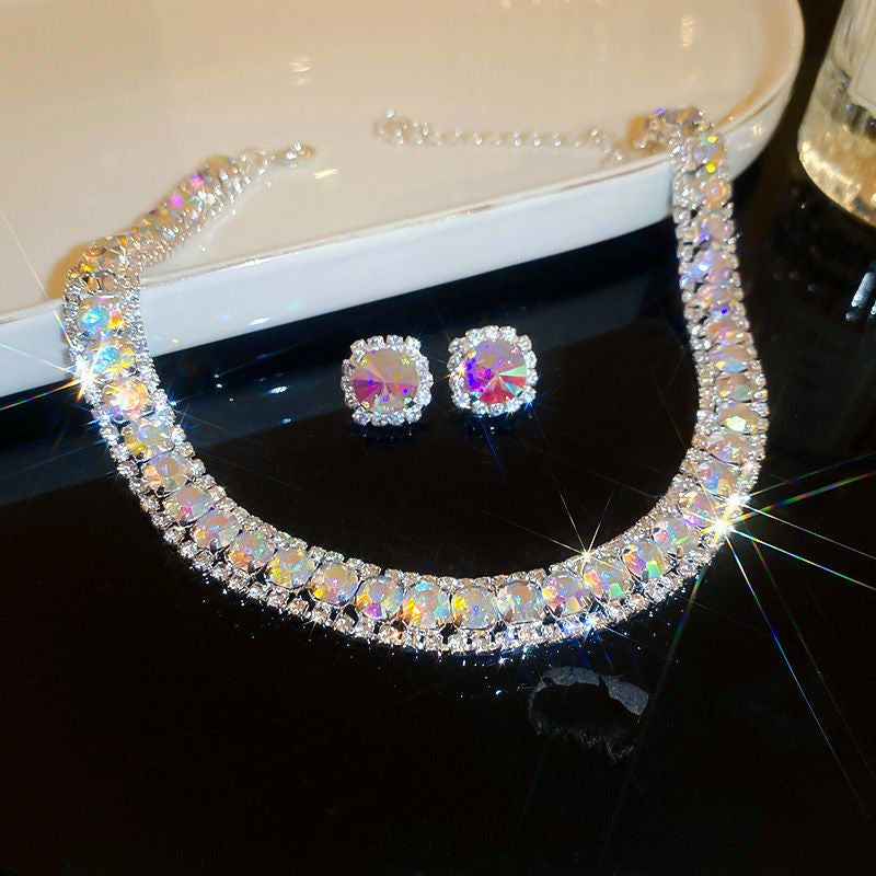 Diamond Geometric Suite Light Luxury Clavicle Jewelry Set