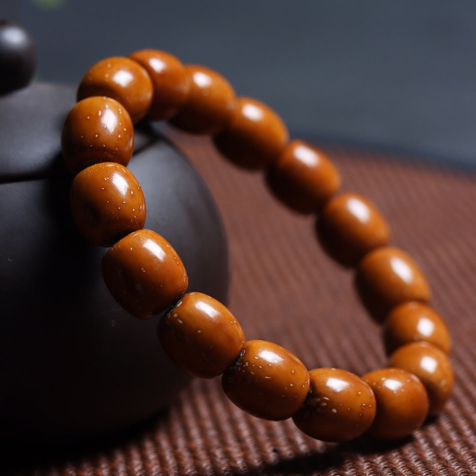 Perfect Circle Light Bead Zi Jin Shu Bodhi Yellow Skin Bracelet