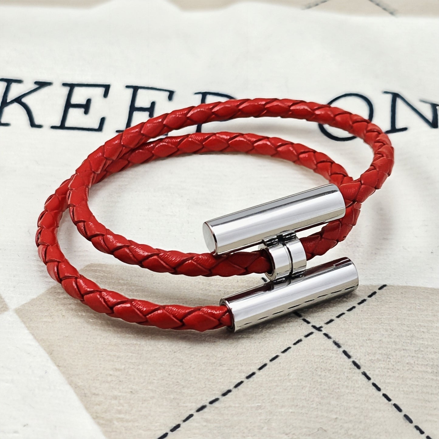 Women's & Men's Steel Leather Rope Woven Hand Strap Bracelets