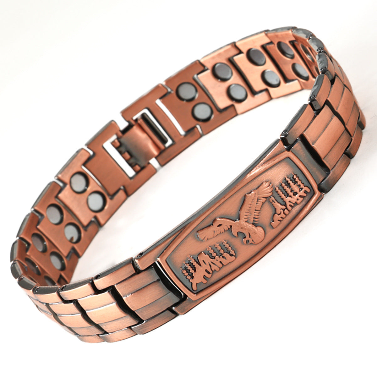 Wheat Striped Cross Eagle Bronze Magnet Fashion Retro Curved Bracelets