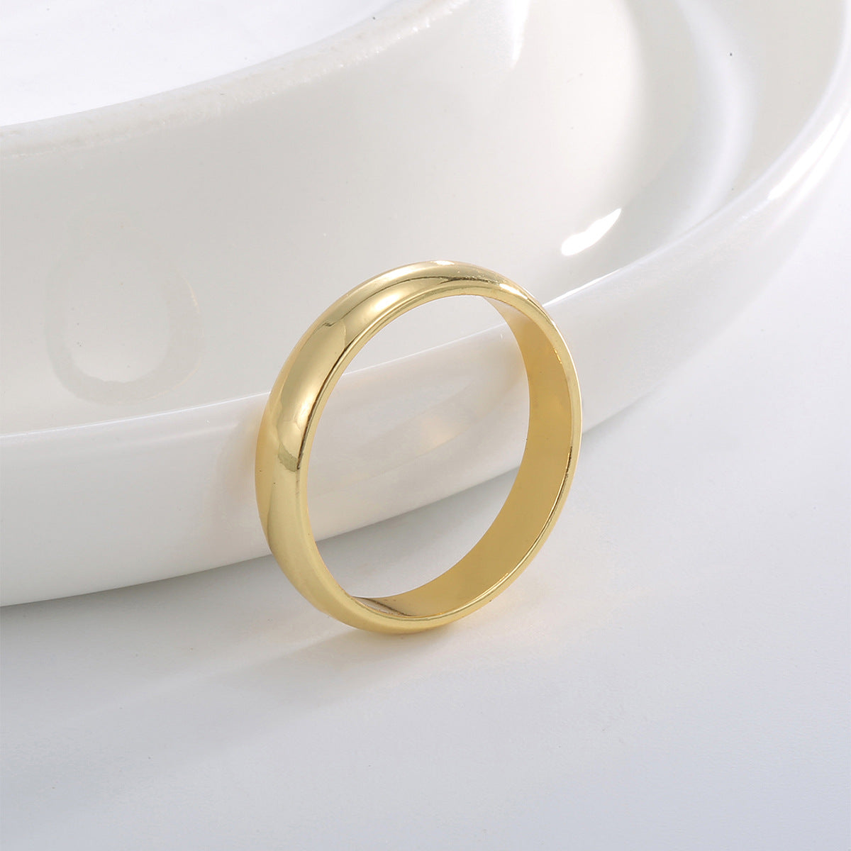 Light Luxury Minimalist Design Glossy Female Simple Gold Plated Ring
