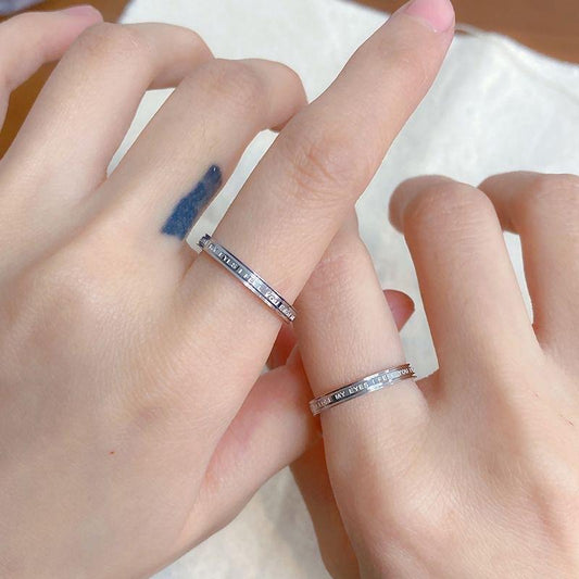 English Letters Couple Fashion Temperament Titanium Steel Rings