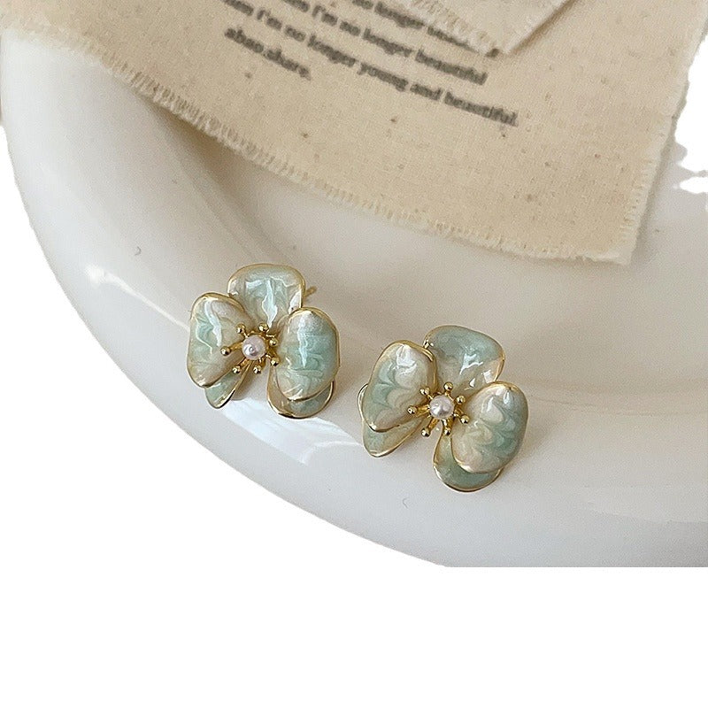 Gentle Blooming Glaze Flowers Female Personality Earrings