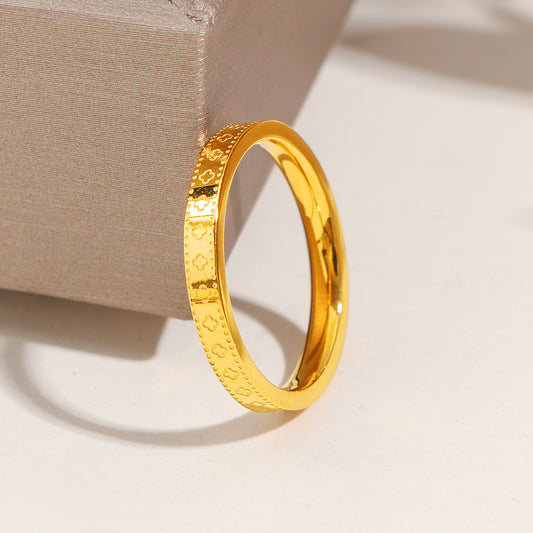 Clover Kaleidoscope Female Light Luxury High-grade Imitation Yellow Gold Colorfast Ring