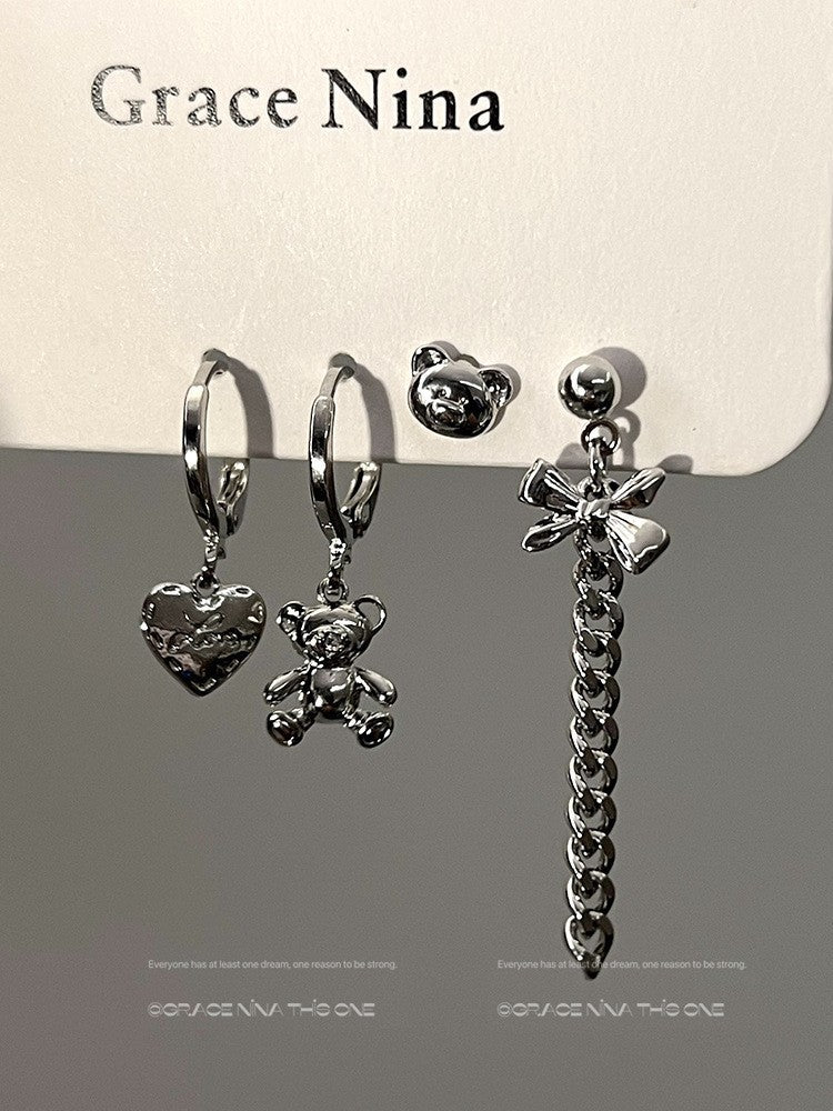 Heart Ear Clip Sweet Cool Hot Trendy Stud Earrings