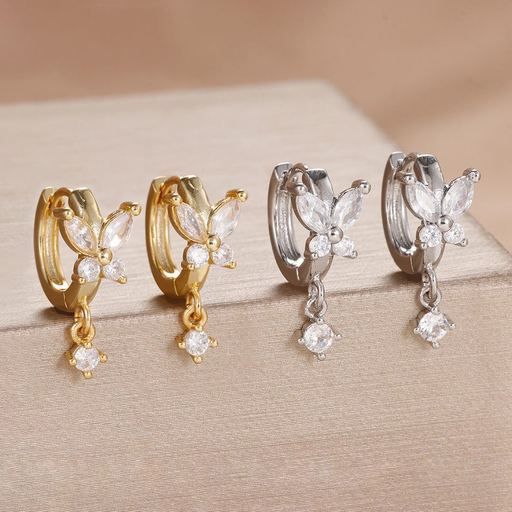 High-grade Micro Inlaid Zircon Circle Ear Earrings