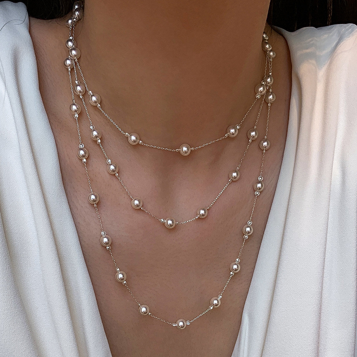 Women's Long Double Deck Twin Pearl For Light Luxury High-grade Necklaces
