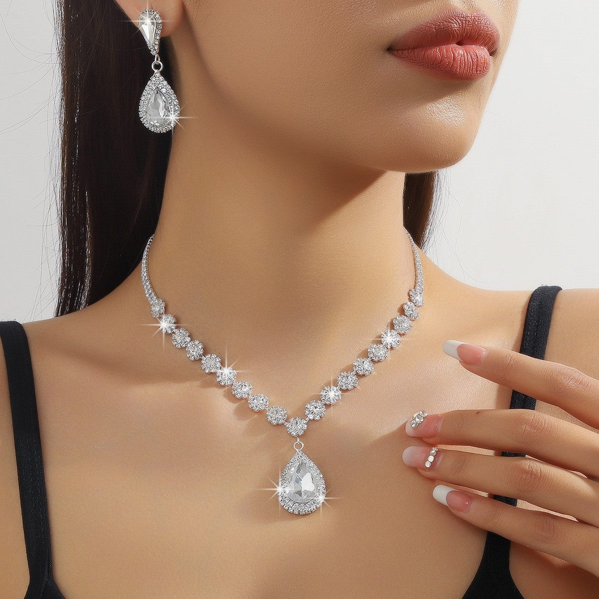 Fashion Water Drop Diamond Full Bride Necklaces