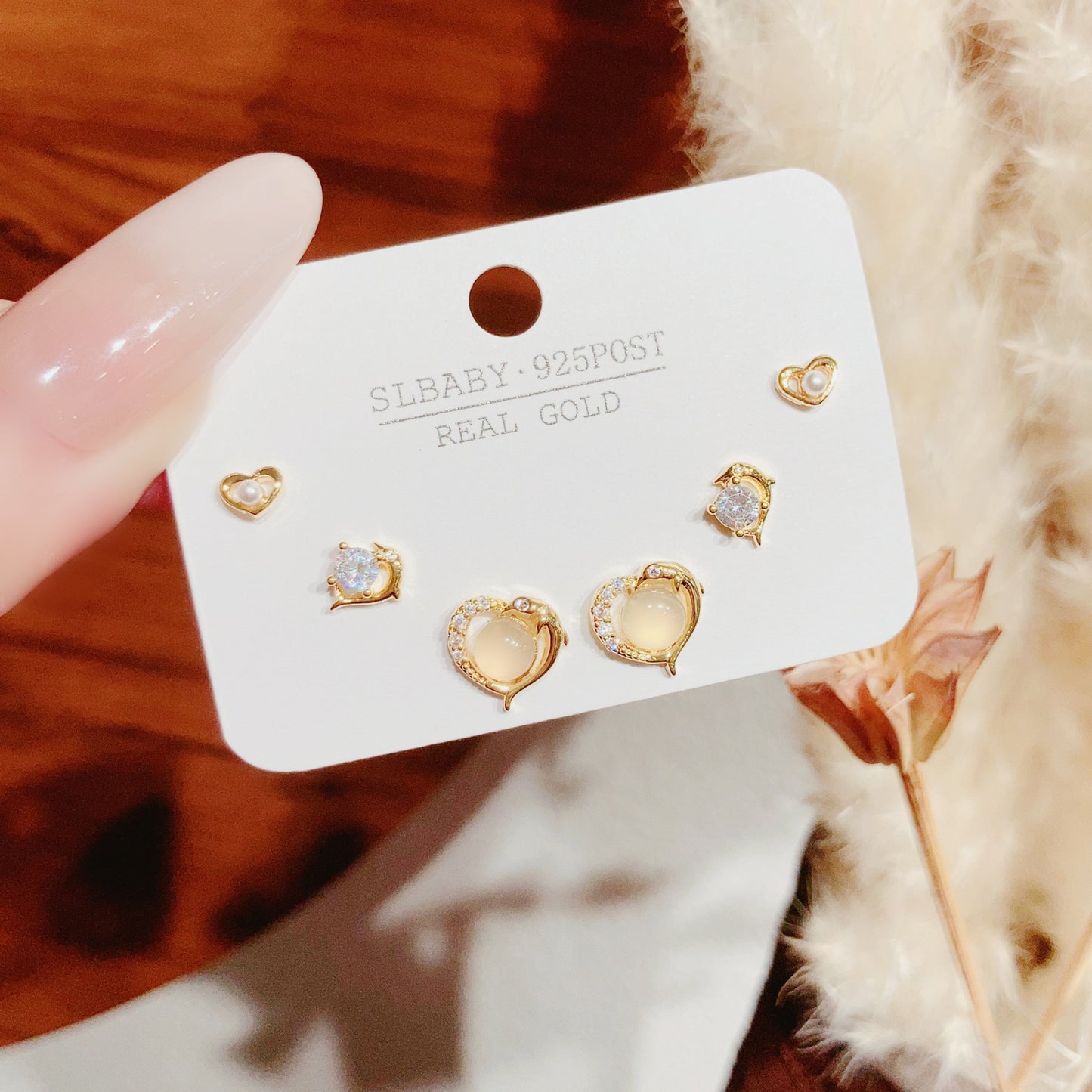Summer Simple Style Temperament Three Pairs Of Butterfly Rings