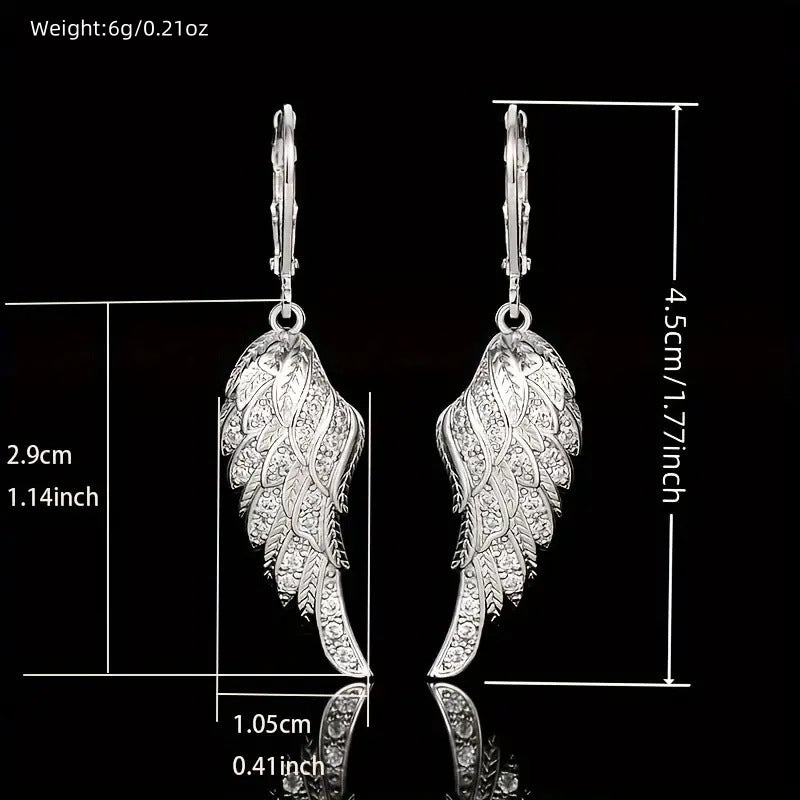 Popular Bridal Exquisite Luxury Feather Leaf Long Angel Earrings