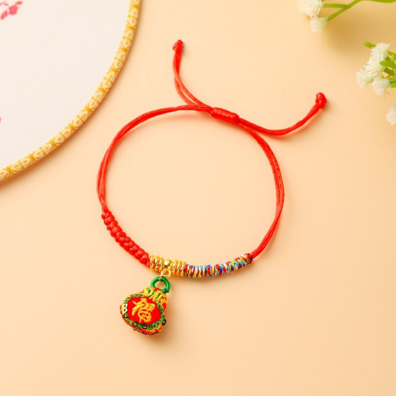 Children's Colorful Braided Rope Wrist String Safe Red Bracelet