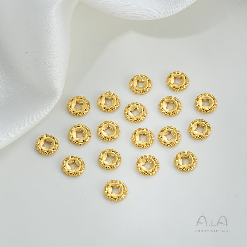 Alluvial Gold Wheel Spacer Beads Copper Jewelry Accessories