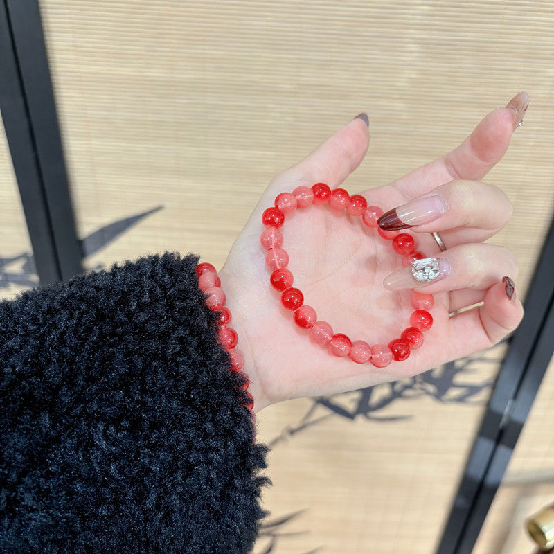 Sweet Glaze Watermelon Red Beaded Girlfriends Gift Bracelet