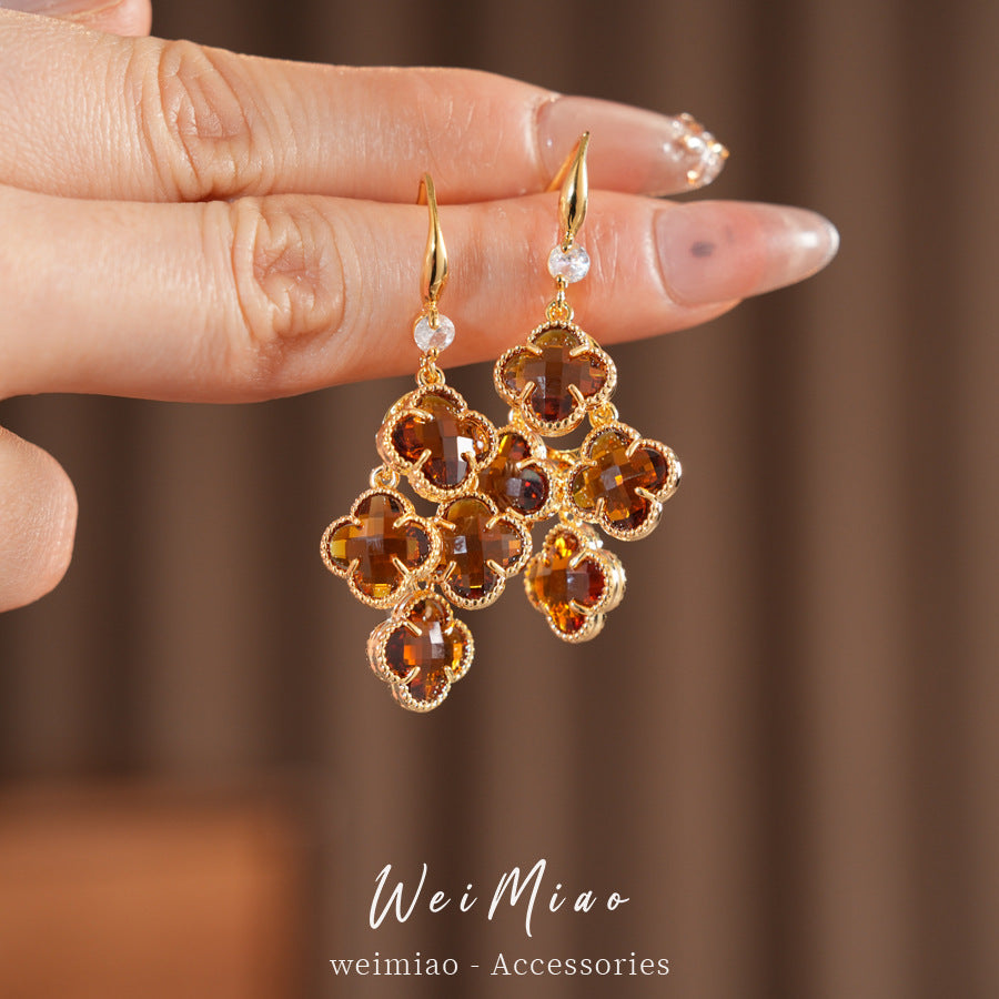 Zircon Flower Tassel Vintage Light Luxury Ear Hook