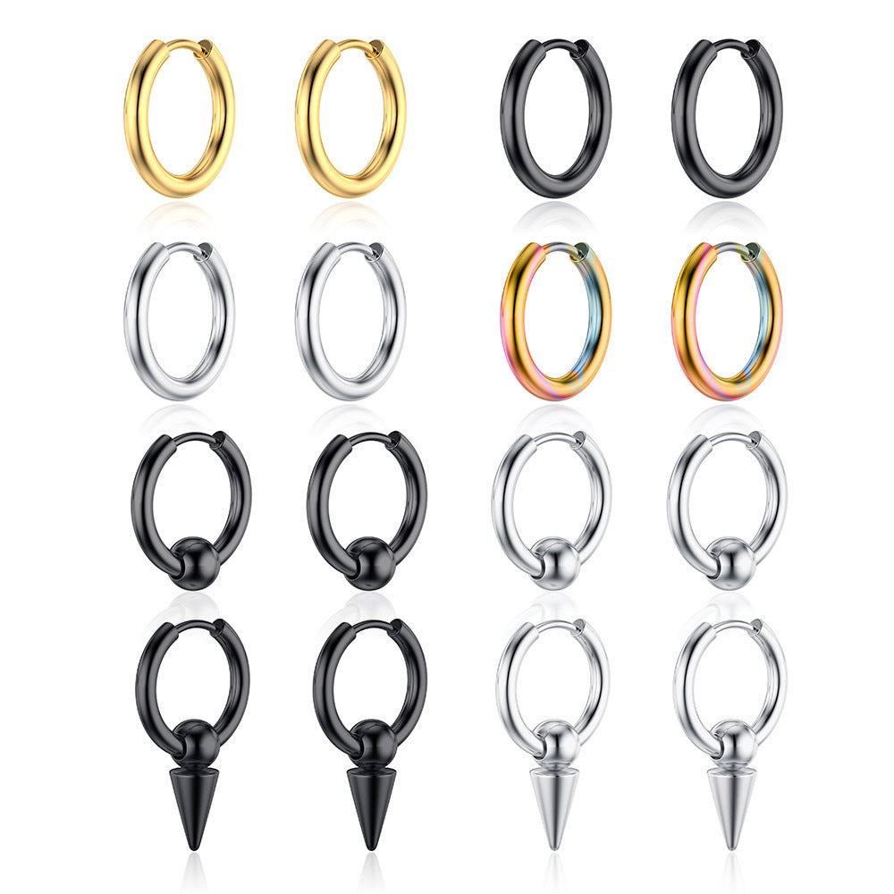 Electroplated Fashion Ear Clips Circle Pointed Cone Bone Earrings