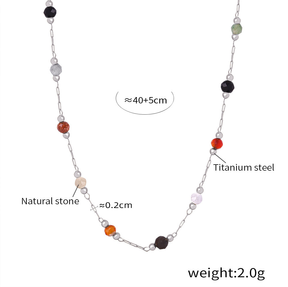 Minimalist Style Fashion Personality Geometric Mix Match Natural Stone Beaded Jewelry Set