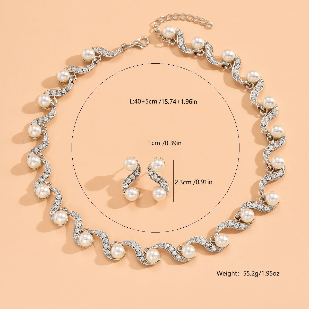 Women's Imitation Pearl S-shaped Bridal Wedding Jewelry Set