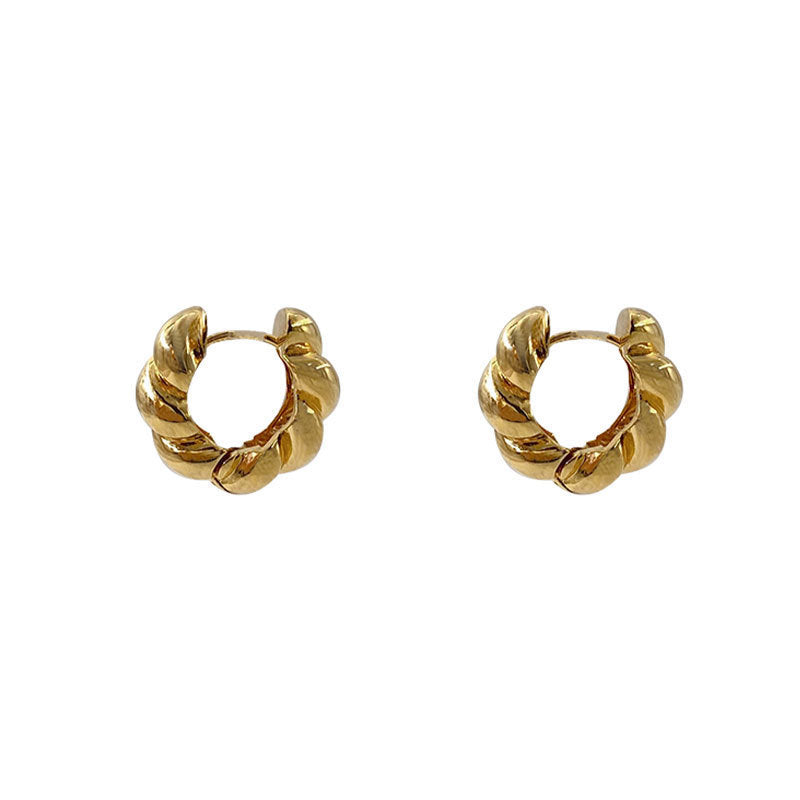 Metal Sier Needle Retro Small Trendy Niche Earrings