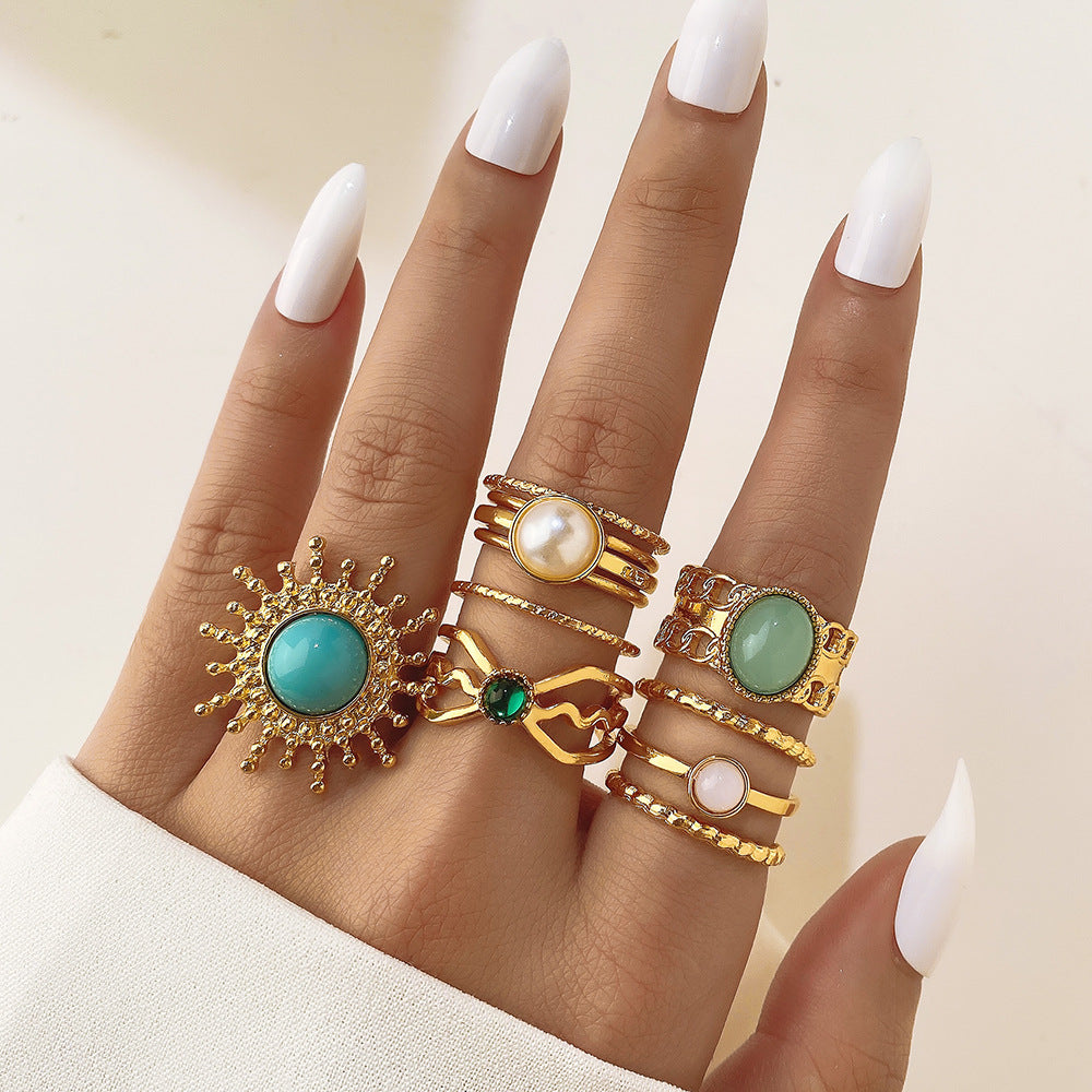 Women's Retro Turquoise Gemstone For Minority Light Ring