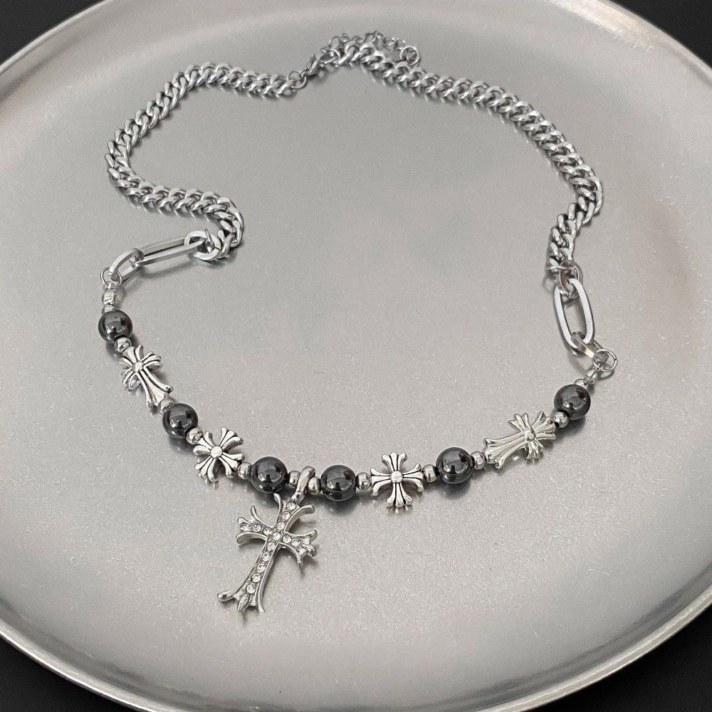 Men's Stitching Trendy Cold Unisex Style Hip Hop Design High-grade Clavicle Necklace
