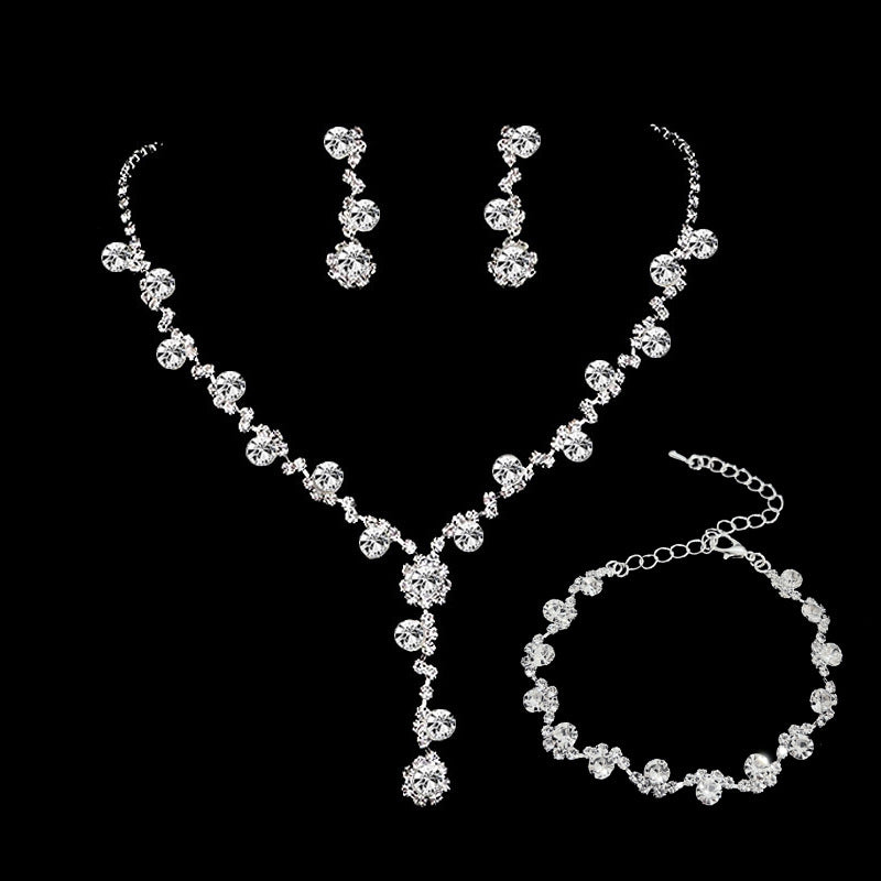 Attractive Fashion Flower Tassel Bridal Three-piece Jewelry Set