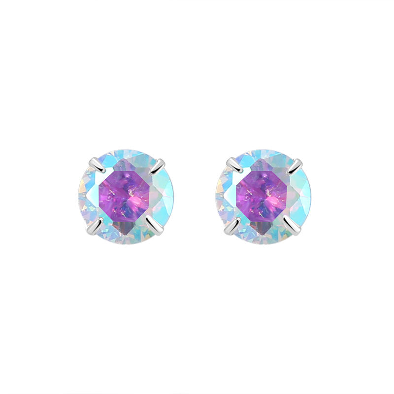 Women's Sier With Colorful Zircon Simple Design Rings
