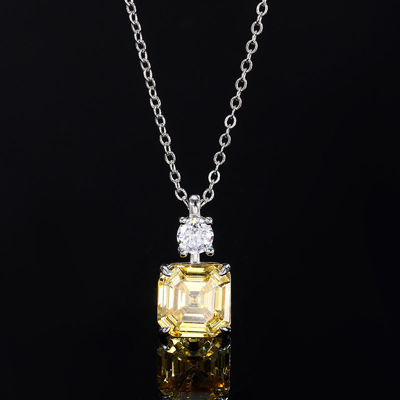 Pagoda Cut Princess Square Yellow Diamond Jewelry Set