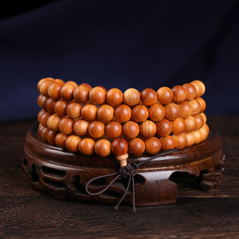 Men's Arborvitae High Oil Red Horizontal Pattern Old Materials Rosary Bracelet