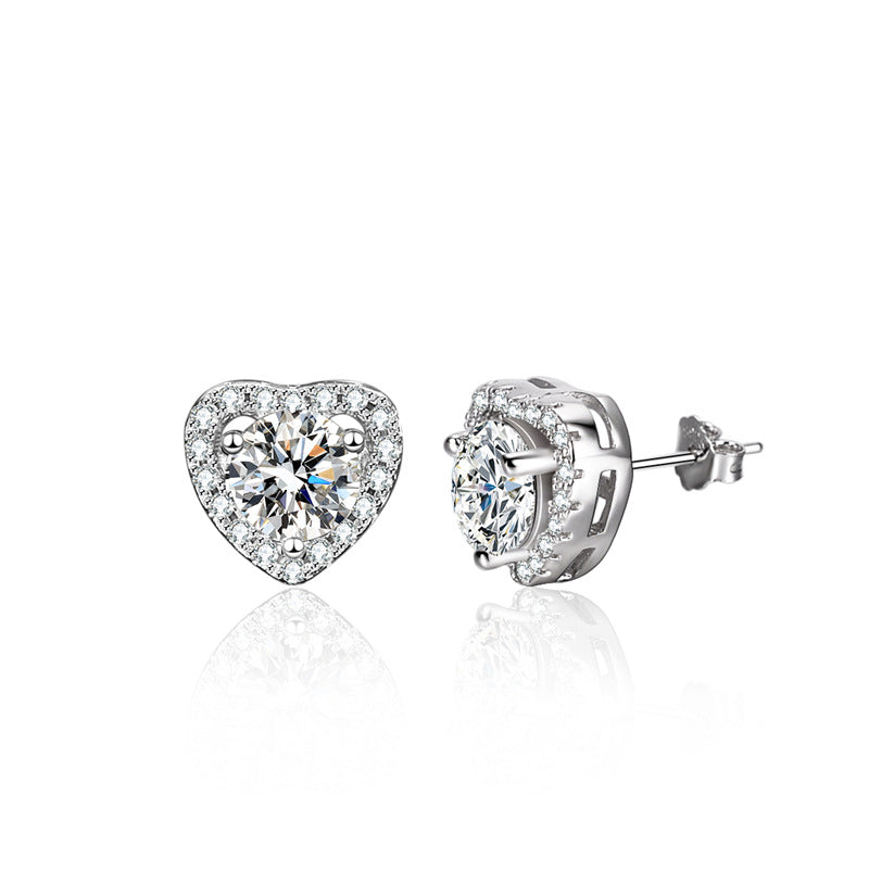 Version Sterling Sier Heart-shaped Full Inlaid Moissanite Rings