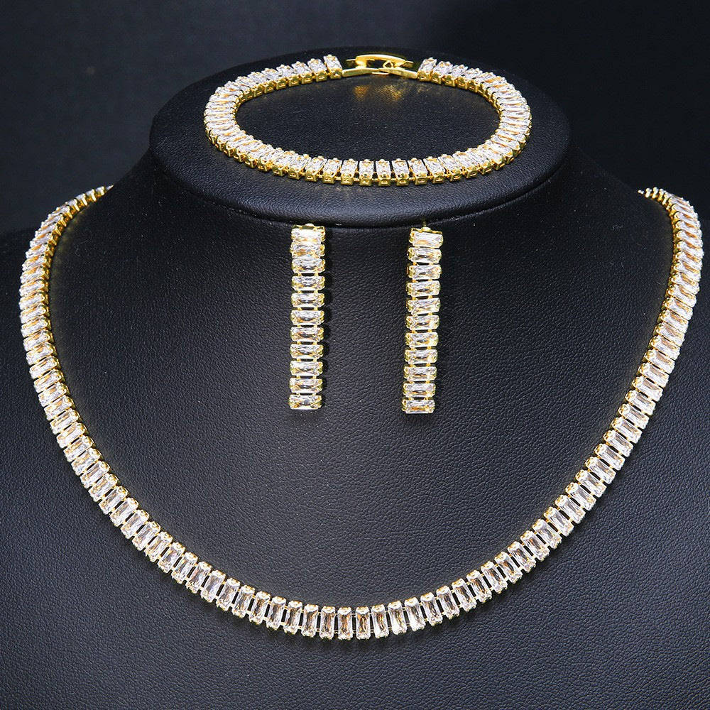 Kit Zircon Wings Water Drop Wedding Dinner Party Formal Jewelry Set