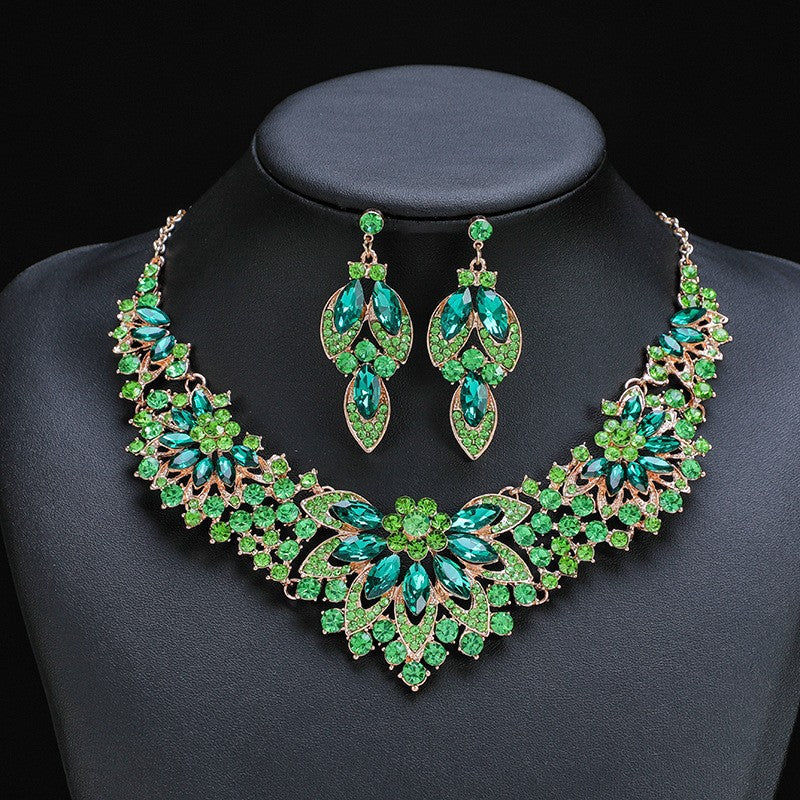 Women's Vintage Leaves Flowers Exaggerated Bridal Wedding Jewelry Set