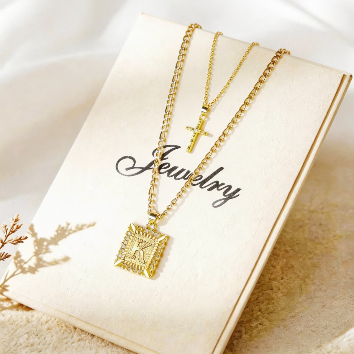 Square With Cross Simple English Letter Pendants