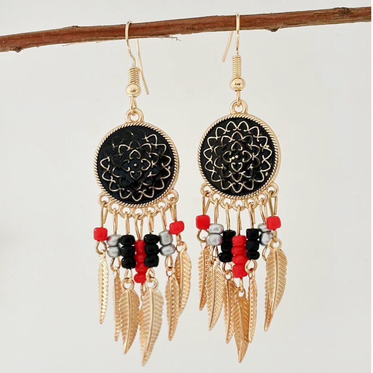 Women's Bohemian Tassel National Style Bead Design Niche Retro Ethnic Tibetan Rings