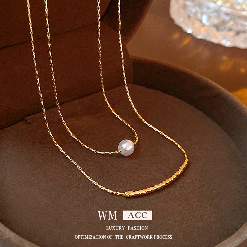 Women's Pearl Metal Clavicle Chain Simple Light Luxury Necklace