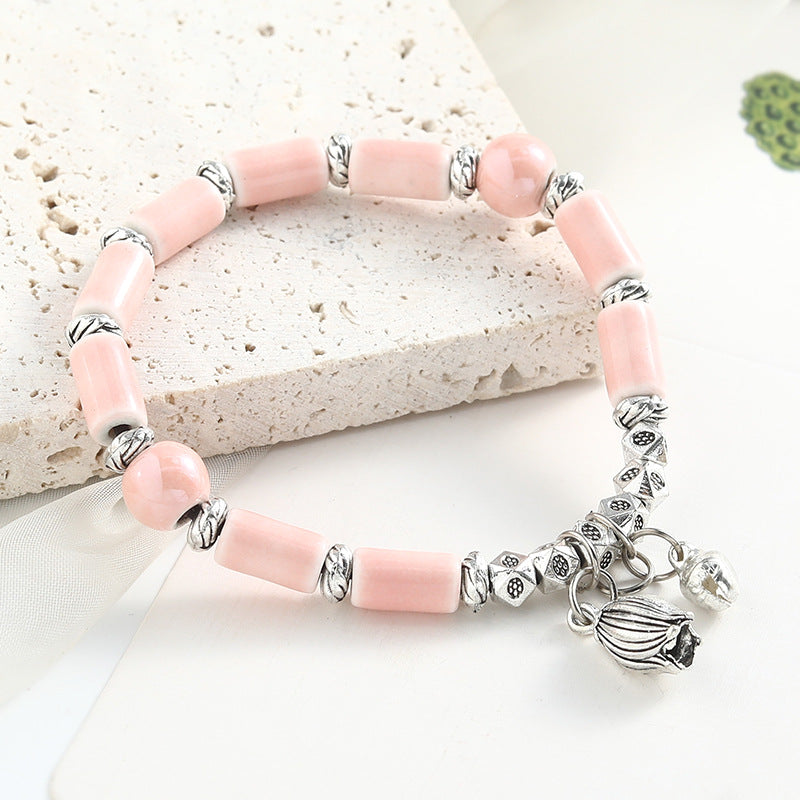 Chinese Ceramic Conch Turtle Beaded Single String Bracelets