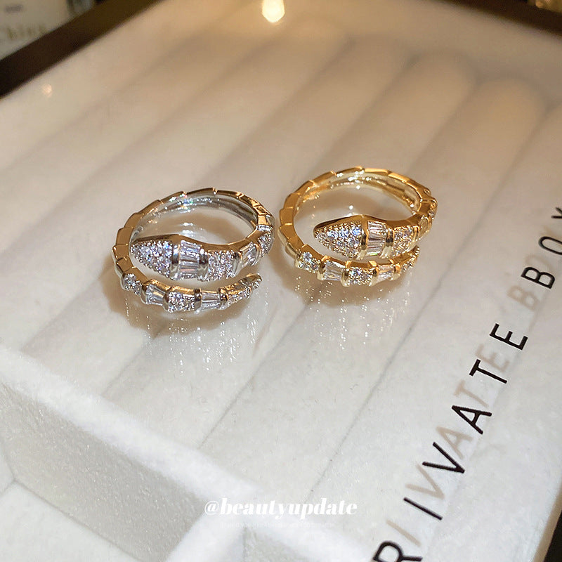 Style Zircon Snake Niche High Sense Design Index Ring