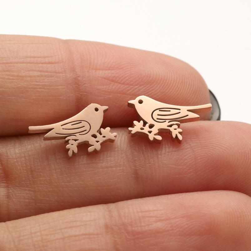 Accessories Stainless Steel Bear Elk Snake Bird Earrings