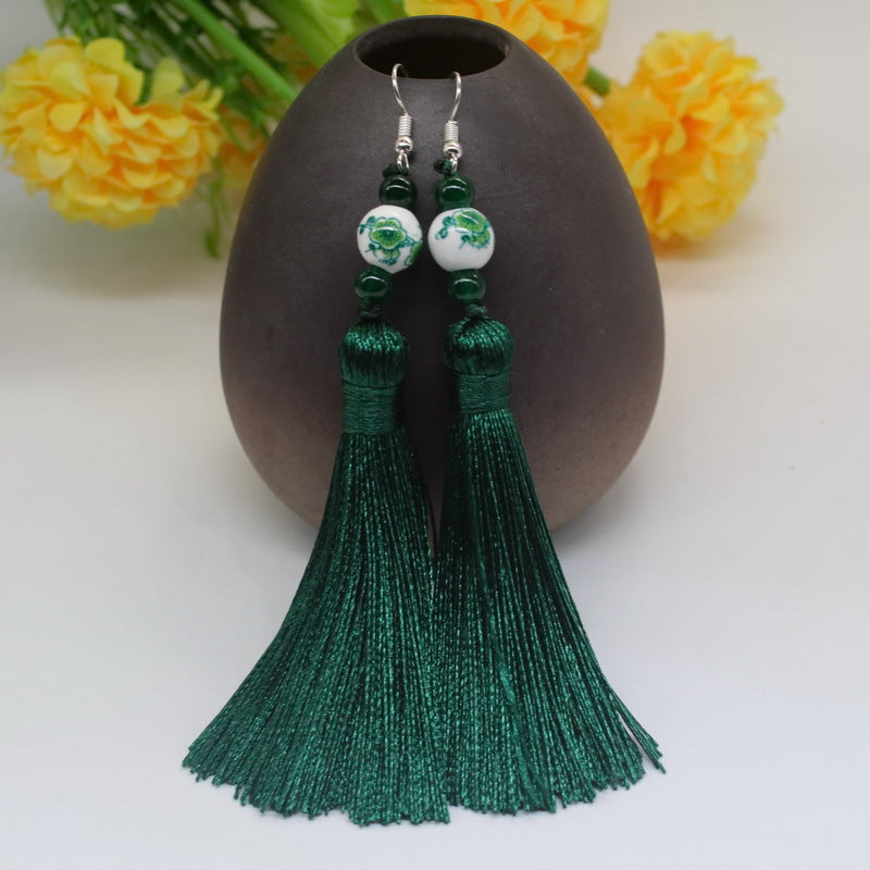 Long Tassel Handmade Exaggerated Antique Creative Earrings