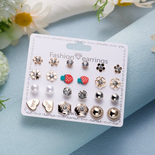 Women's Paper Card Alloy Zircon Ear Niche Earrings