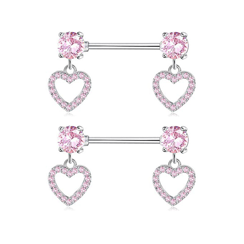 Series Nipple Heart-shaped Chest Stainless Steel Rings