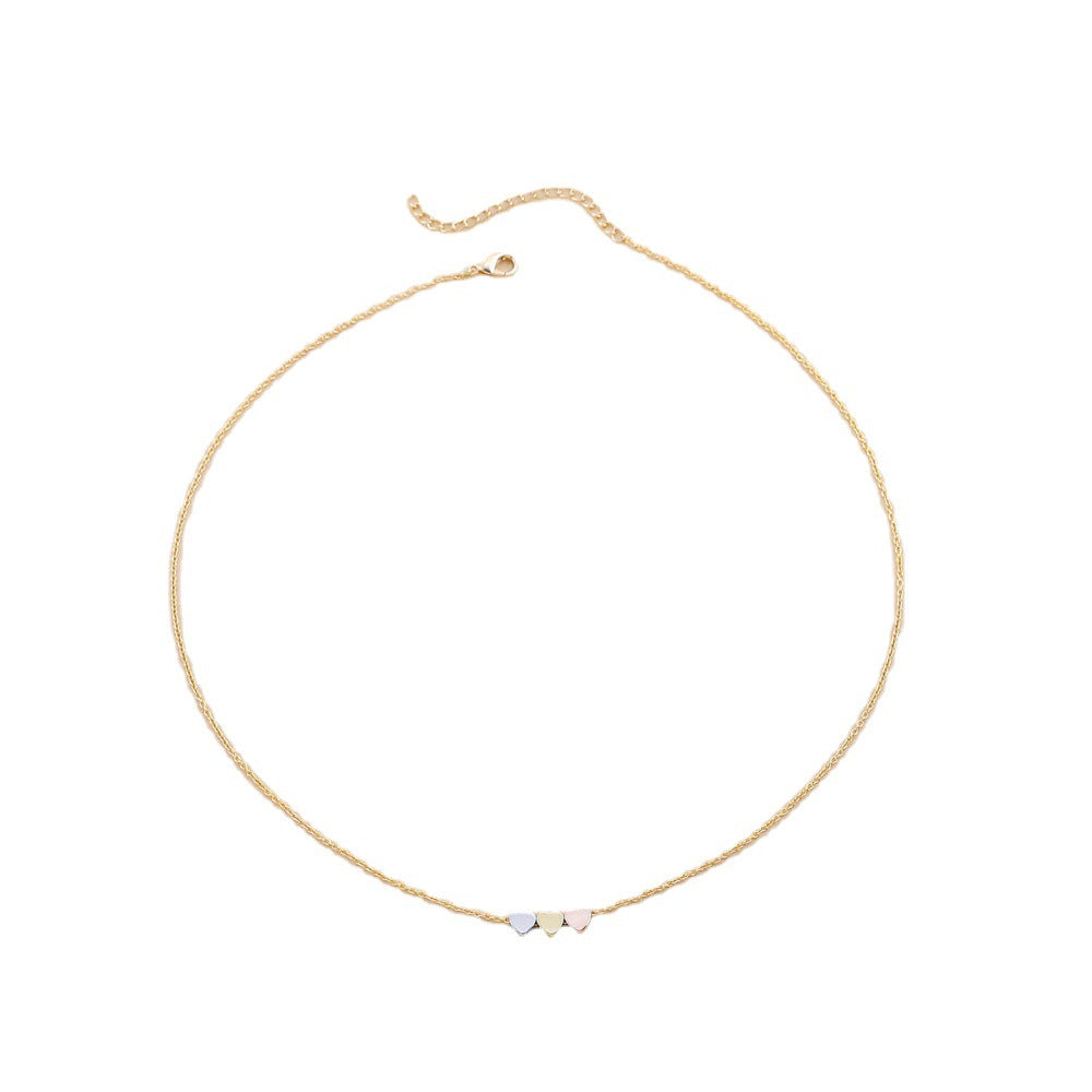 Gold Rose Sier Three-color Glossy Heart Stainless Steel Collar