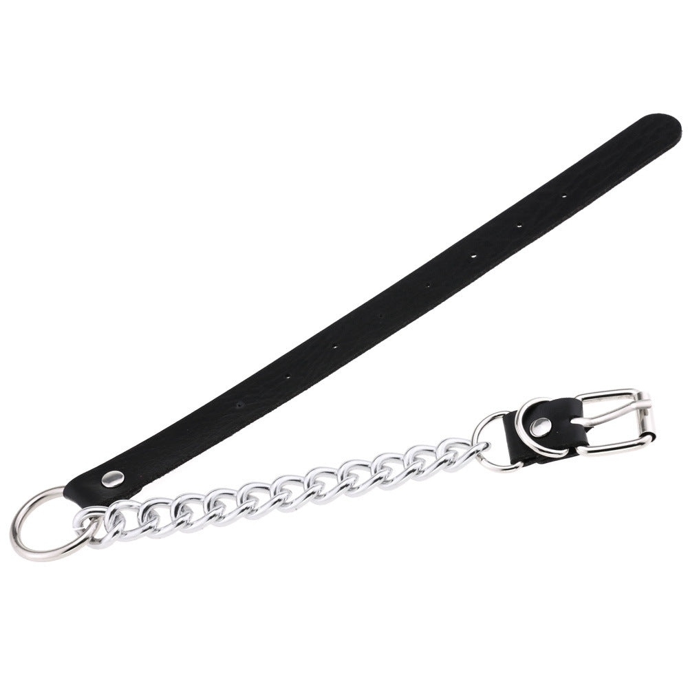 Leather Neckband Punk Metal Stitching Neck Strap Collar