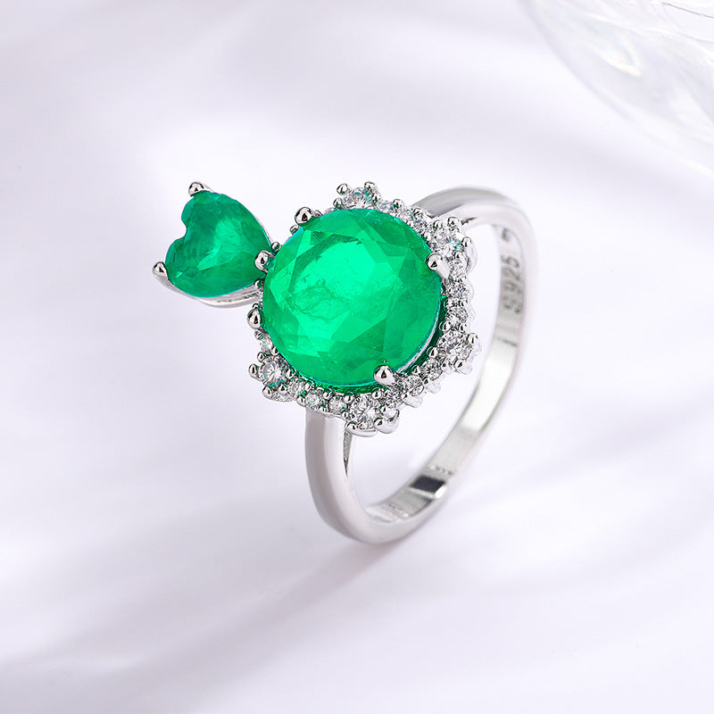 Elegant Simulation Paraiba Female Round Emerald Rings