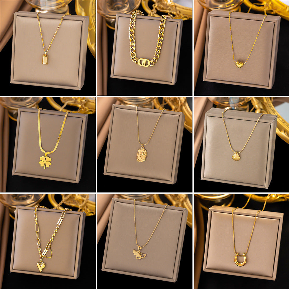 Gold Steel Special Interest Light Luxury Design High-grade Clavicle Chain Necklaces